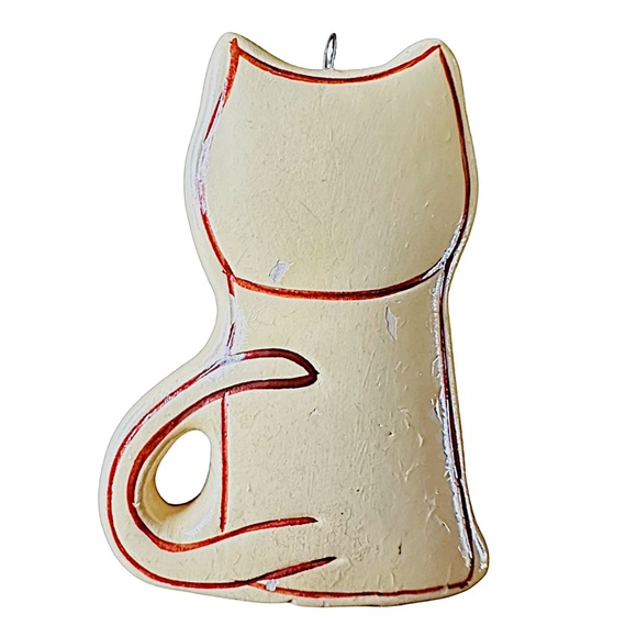 ENESCO Vintage Ceramic Christmas Kitten Ornament (pair of 2) Cream Hand Painted - Picture 3 of 8